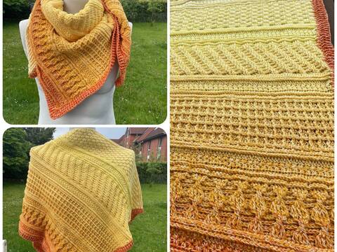 " NIREMI"  Anleitung für ein asymmetrisches Tuch gehäkelt