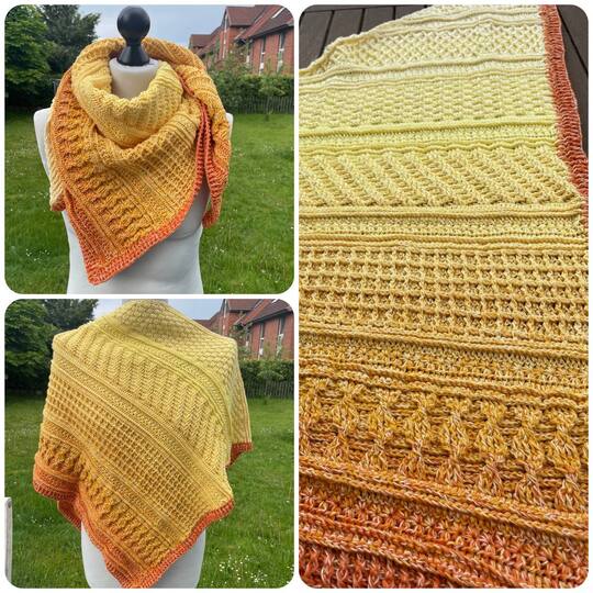 " NIREMI"  Anleitung für ein asymmetrisches Tuch gehäkelt