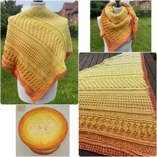 " NIREMI"  Anleitung für ein asymmetrisches Tuch gehäkelt