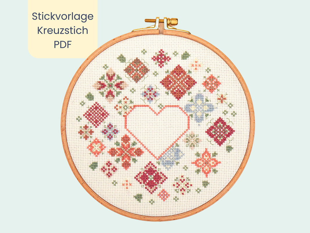 Stickvorlage "Pastellblumen" Kreuzstichanleitung