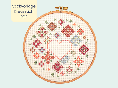 Stickvorlage "Pastellblumen" Kreuzstichanleitung