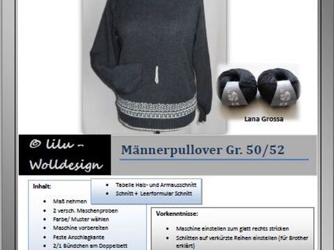 Strickmaschine: Männerpullover Gr. 50 / 52 mit Lana Grossa gestrickt