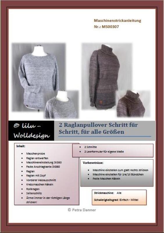Strickmaschine: 2 Raglan, Schritt für Schritt, für alle Maschinen