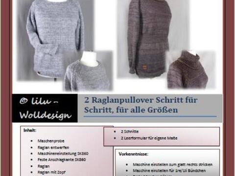 Strickmaschine: 2 Raglan, Schritt für Schritt, für alle Maschinen
