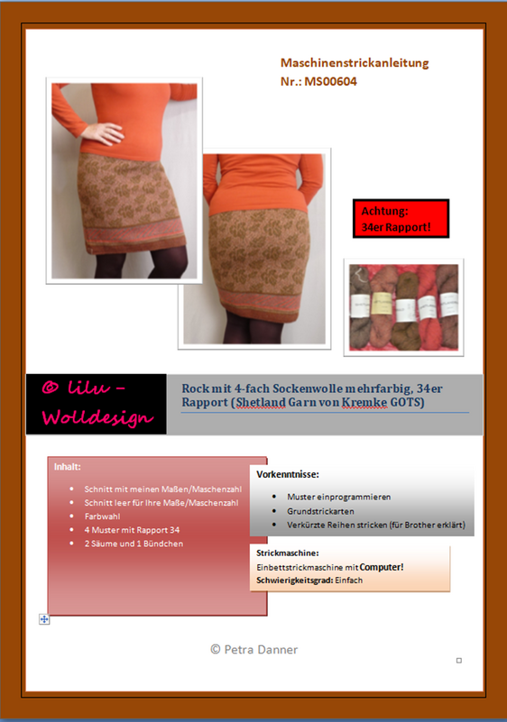 Strickmaschine: Rock zu Hose, 4-fach Sockenwolle, Herbstlaub, Rapport 34 M!