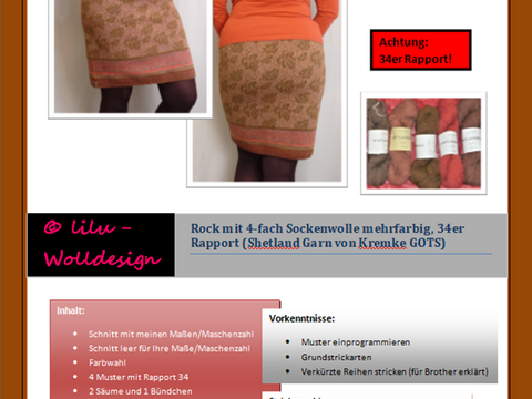 Strickmaschine: Rock zu Hose, 4-fach Sockenwolle, Herbstlaub, Rapport 34 M!