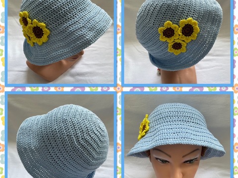 Häkelanleitung für einen Sommerhut mit Sonnenblumenmuster
