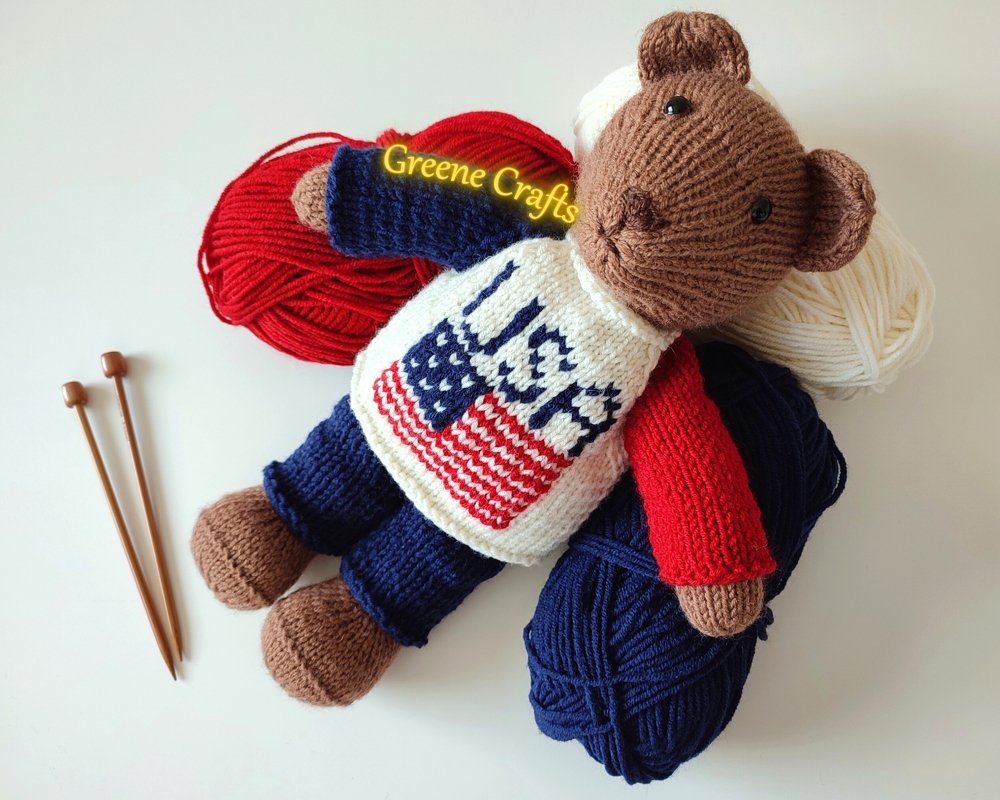 American Flag Sweater and Pants for Toys or Dolls - Knitting Pattern - Image 2