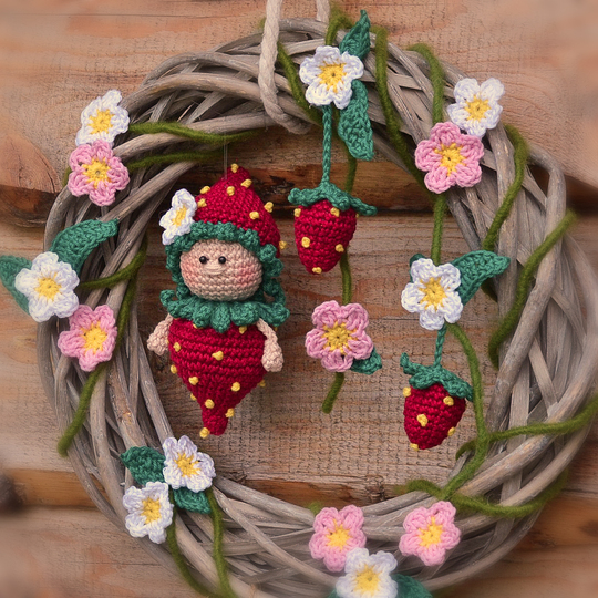 kleine Früchtchen Erdbeere Türkranz Anhänger Frühling Sommer Deko