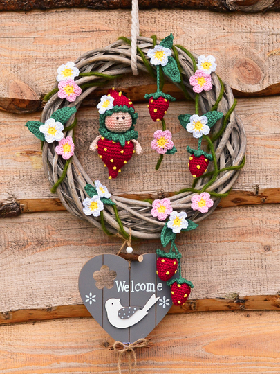 kleine Früchtchen Erdbeere Türkranz Anhänger Frühling Sommer Deko