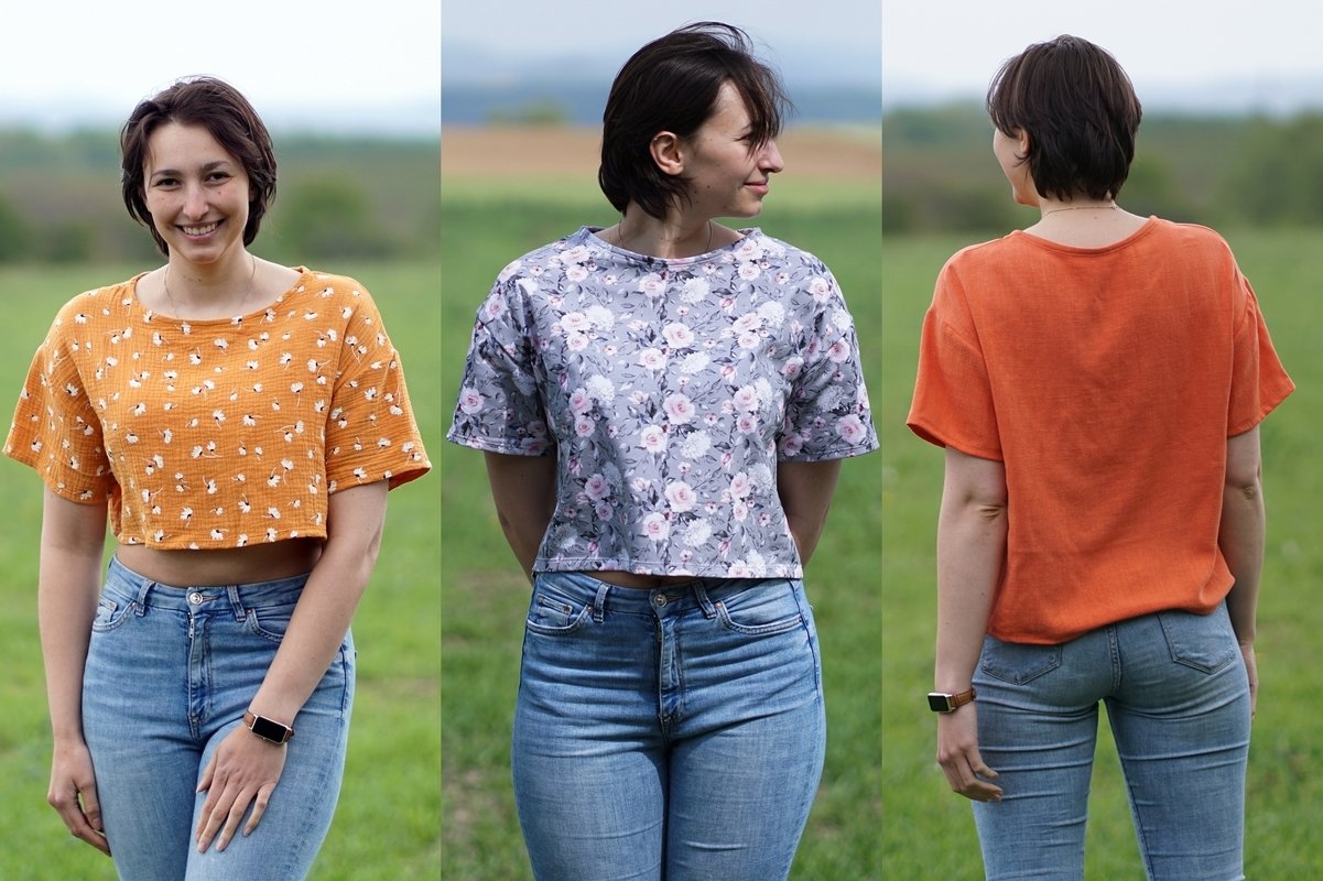 Oversized Crop Shirt nähen in 3 Längen Gr. 34-52