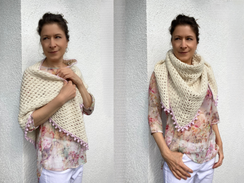 Häkelanleitung Dreieckstuch "Rose Buds" aus Alpaka/Seide