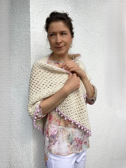 Häkelanleitung Dreieckstuch "Rose Buds" aus Alpaka/Seide