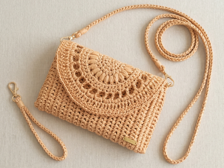 Häkelanleitung Bast Clutch Tasche PDF kleine Sommertasche häkeln Crossbody