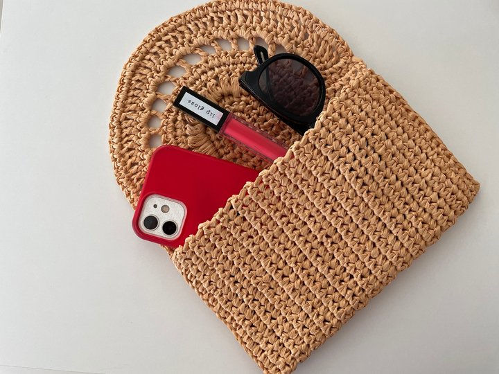 Сrochet clutch bag pattern, straw summer purse beach raffia minimalist bag6