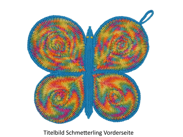 Topflappen Schmetterling Farbenreich Strickanleitung