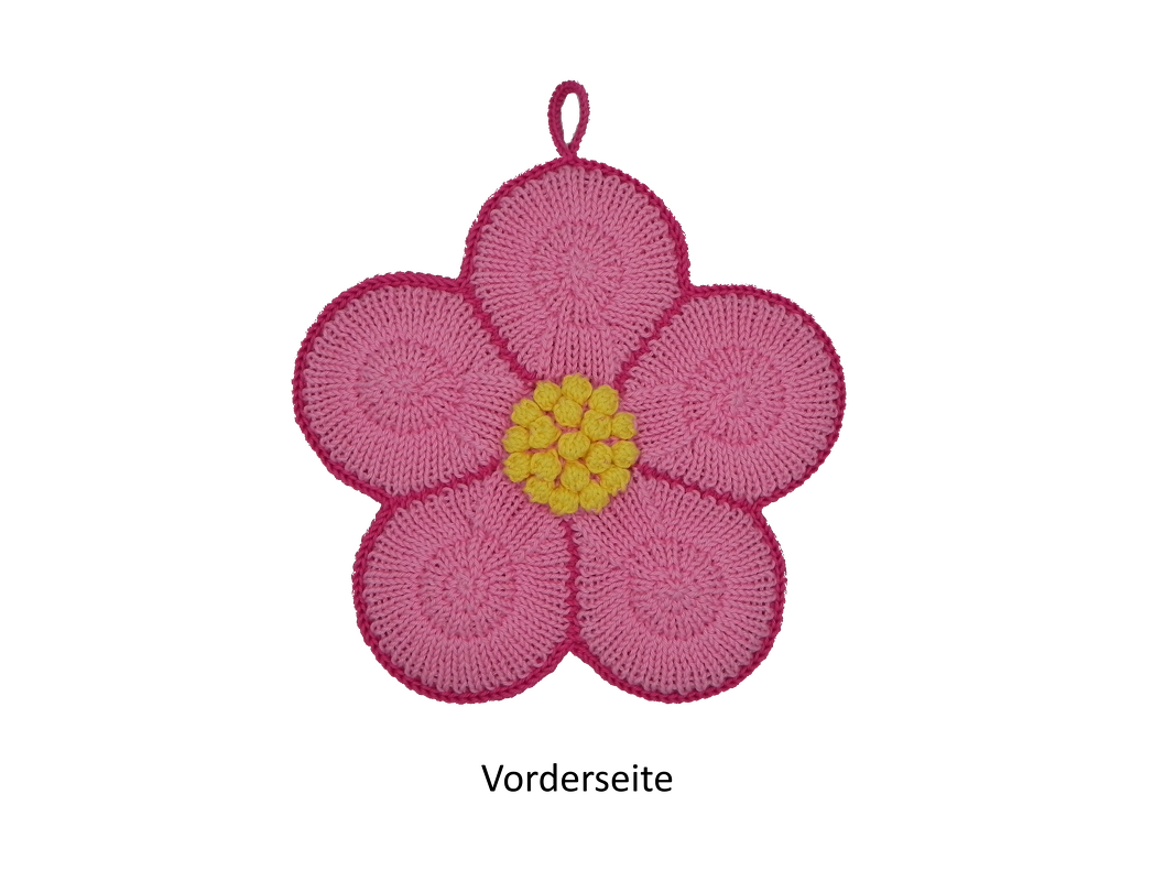 Topflappen Kirschblüte Strickanleitung