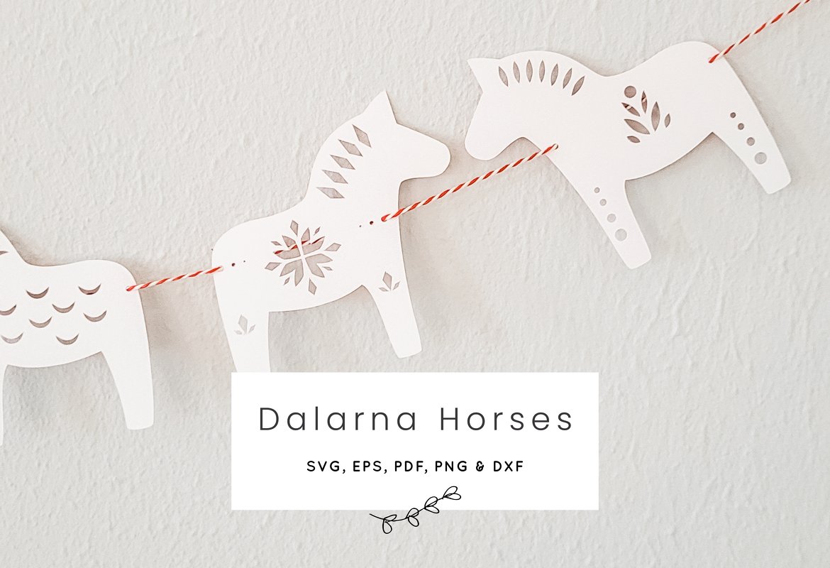 Dalapferd Girlande SVG Datei für Schneidplotter