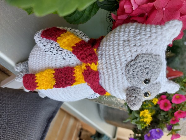 Kuscheleule  Schnee Eule  Schneeeule mit Schal  Eule 20 cm hoch - Bild 2