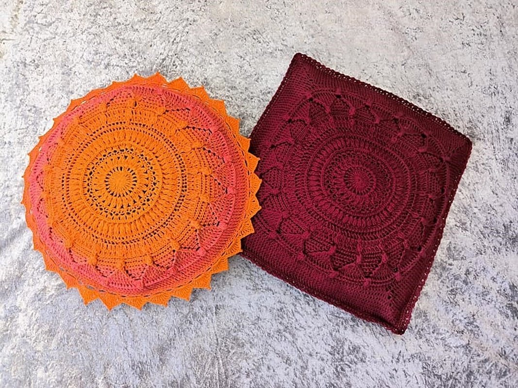 Häkelanleitung Kissen/ Kissenbezug Sunflower - rund und eckig - 2er Set