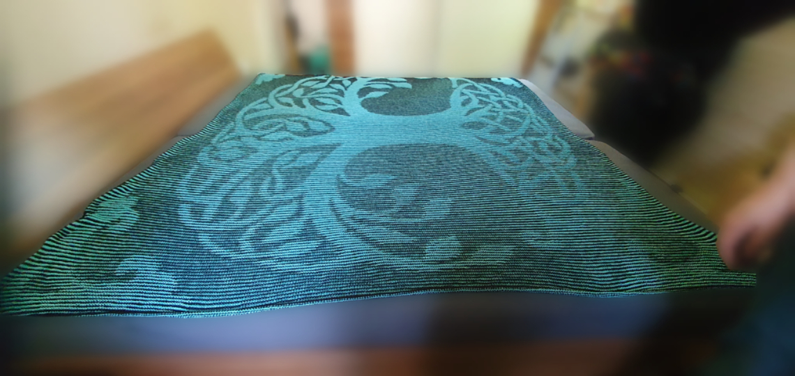 Tree of life, Yggdrassil, Shadow Knitting, Illusion Knitting, Motif Blanket
