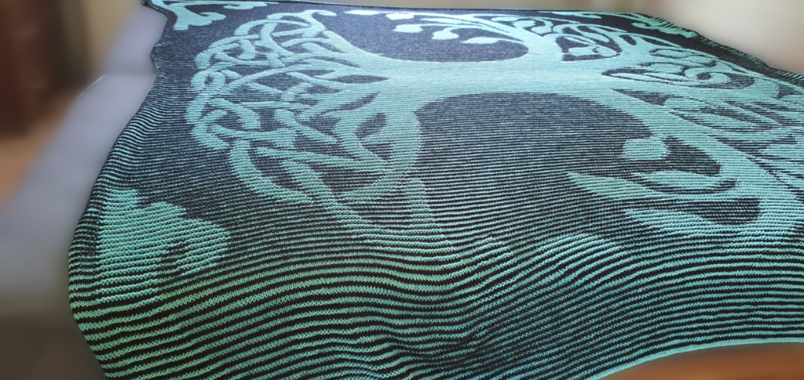 Tree of life, Yggdrassil, Shadow Knitting, Illusion Knitting, Motif Blanket