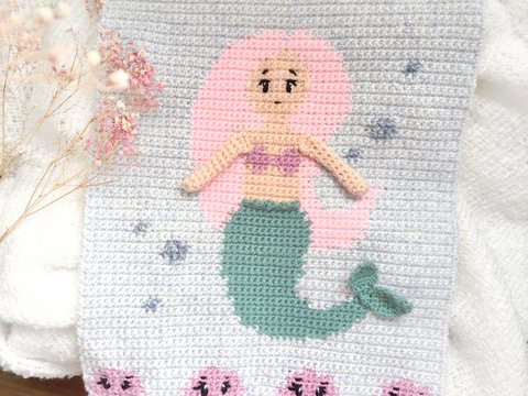 Häkelanleitung Meerjungfrau Wandbild