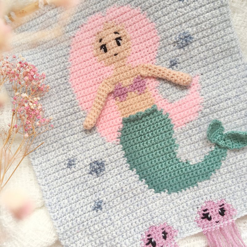 Häkelanleitung Meerjungfrau Wandbild - Bild 3