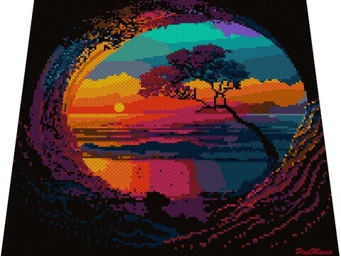 Häkelmuster * TELESKOP * Grafik für C2C Decke