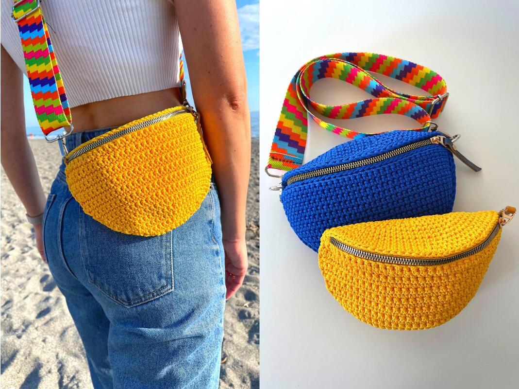 Crochet sling bag pattern, crossbody bum bag, summer crossbody purse BAG5