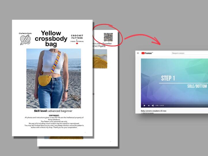 Crochet sling bag pattern, crossbody bum bag, summer crossbody purse BAG5