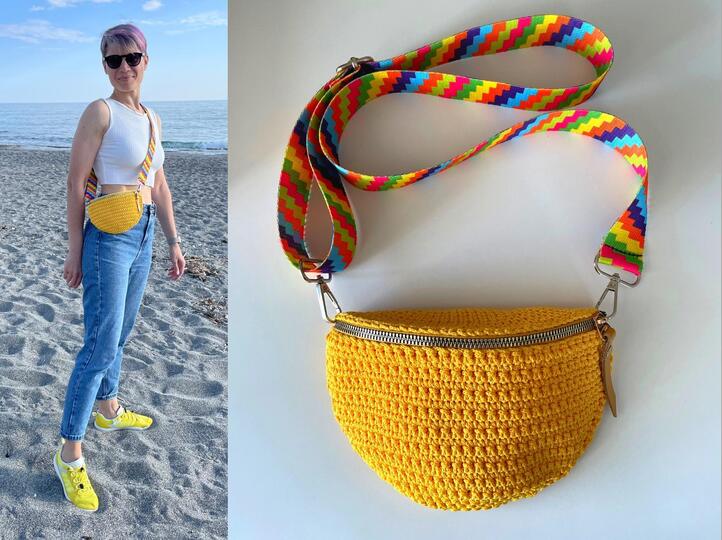 Crochet sling bag pattern, crossbody bum bag, summer crossbody purse BAG5