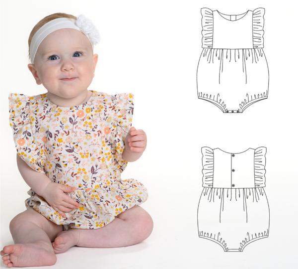 Baby Bloomer CHIARA Ruffle Romper PDF Pattern 0m–2y