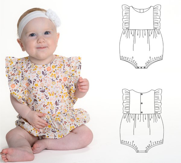 Schnittmuster Baby-Bloomer CHIARA – Nähanleitung mit Rüschen Gr. 50–92