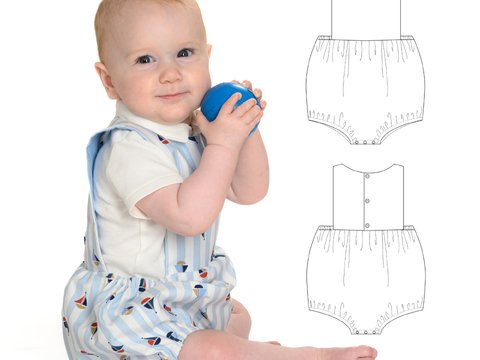 Schnittmuster Baby Strampler Marco PDF – Sommer Bloomer Overall 0–2J