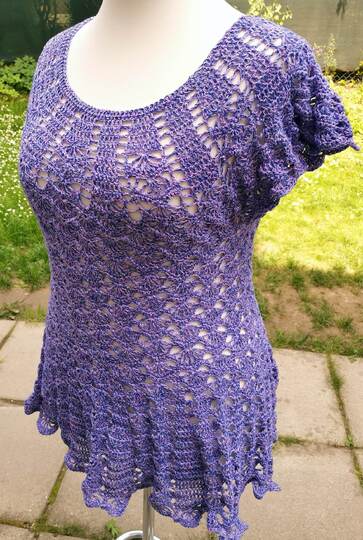Top/Tunika/Kleid Pfauengarten, Häkelanleitung