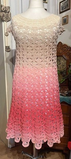 Top/Tunika/Kleid Pfauengarten, Häkelanleitung