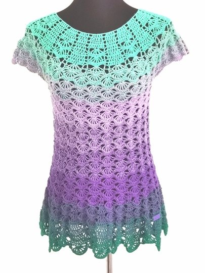 Top/Tunika/Kleid Pfauengarten, Häkelanleitung