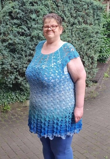 Top/Tunika/Kleid Pfauengarten, Häkelanleitung