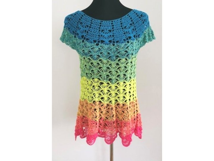 Top/Tunika/Kleid Pfauengarten, Häkelanleitung