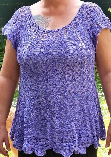 Top/Tunika/Kleid Pfauengarten, Häkelanleitung