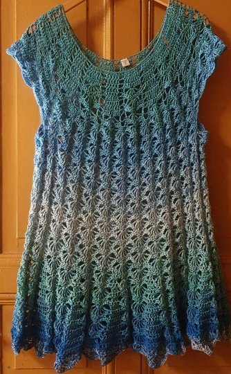Top/Tunika/Kleid Pfauengarten, Häkelanleitung