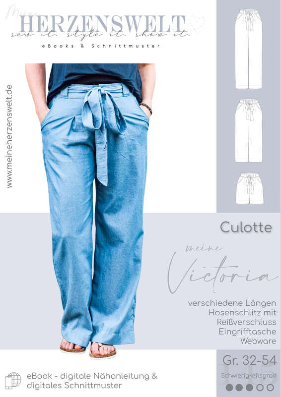 Culotte Damen – eBook Schnittmuster Gr. 32-54 – Victoria # 145