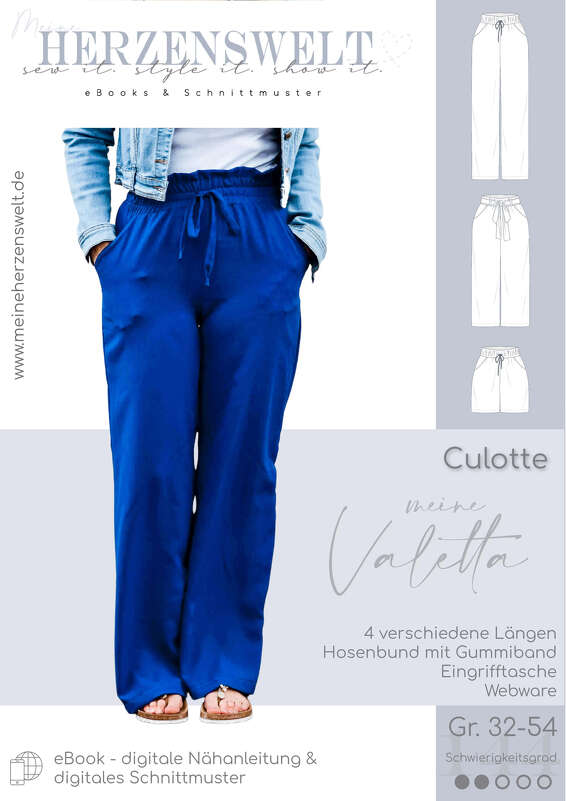 Culotte Damen – eBook Schnittmuster Gr. 32-54 – Valetta # 144