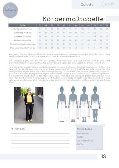 Culotte Damen – eBook Schnittmuster Gr. 32-54 – Valetta # 144