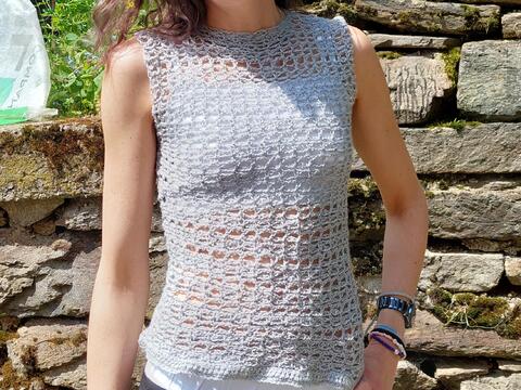 Shirt "silver" Crop Top häkeln Sommertop Häkelanleitung