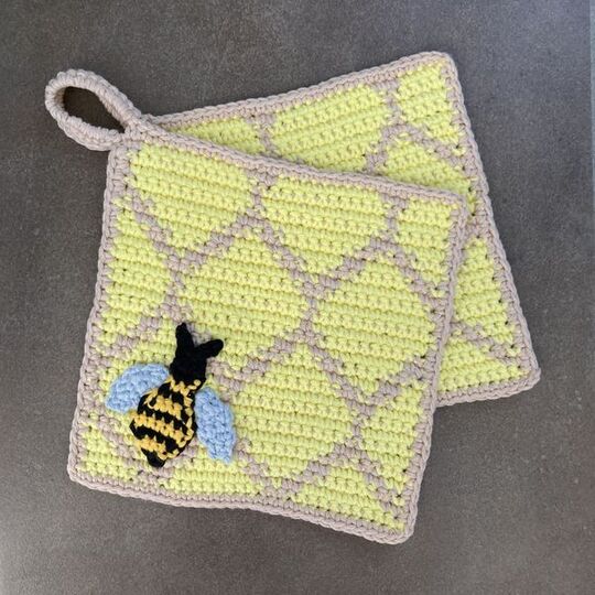 Häkelanleitung Topflappen Wabe