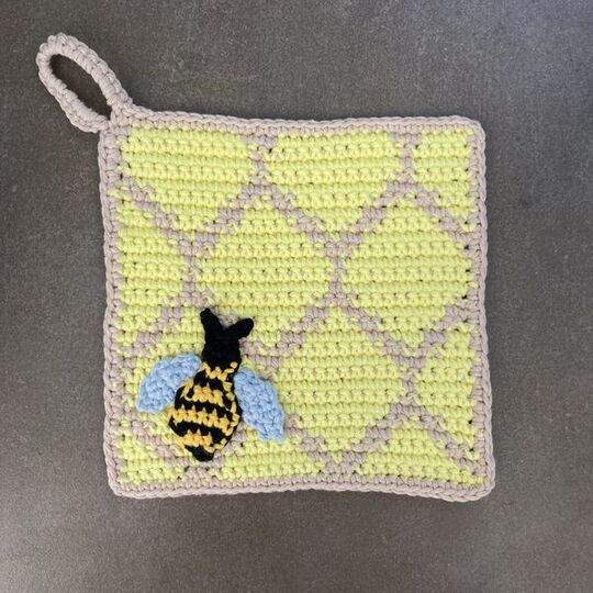 Häkelanleitung Topflappen Wabe