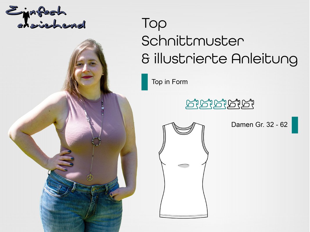 Schnittmuster Top Top in Form Gr. 32 - 62 Damen