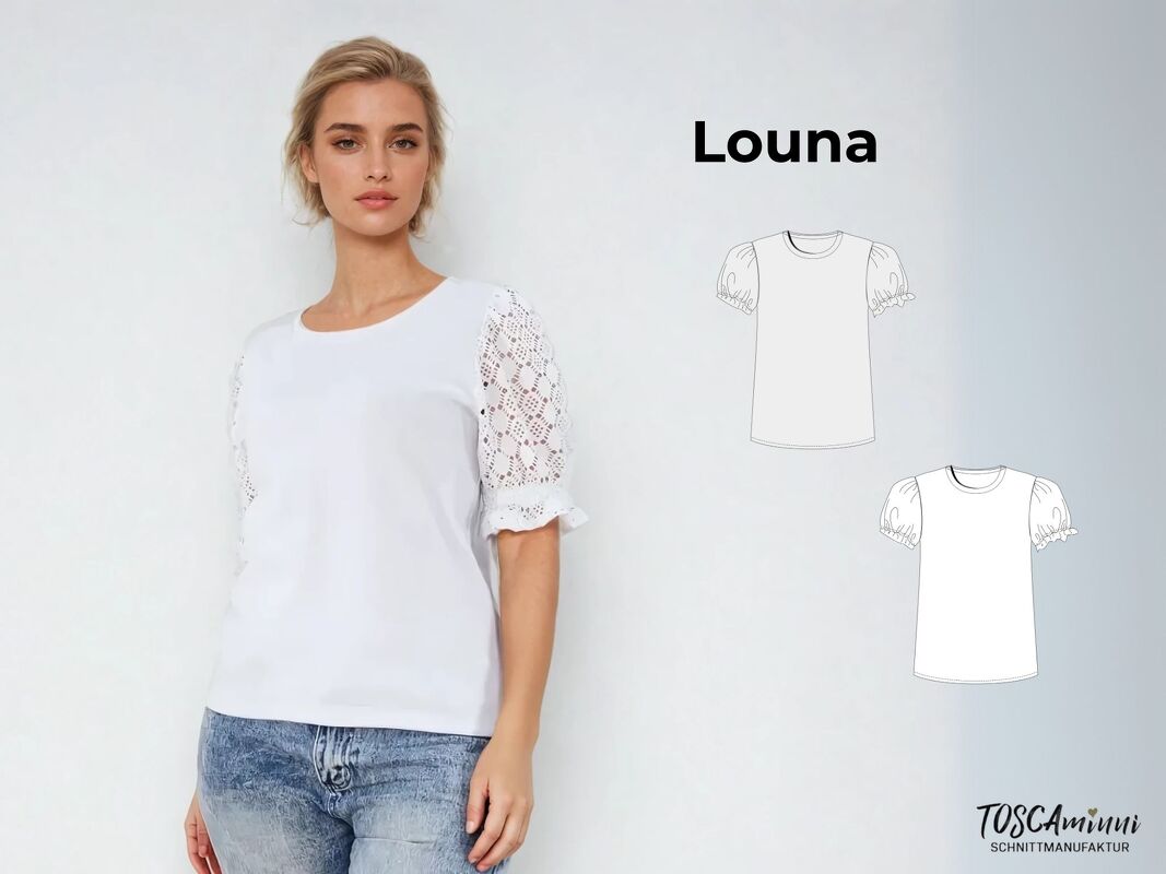 Shirt mit Puffärmel Louna Gr. 34-54 Schnittmuster &amp; Nähanleitung